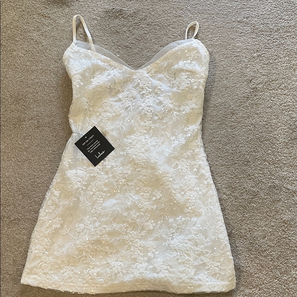 Lulu's White Lace Midi Dress